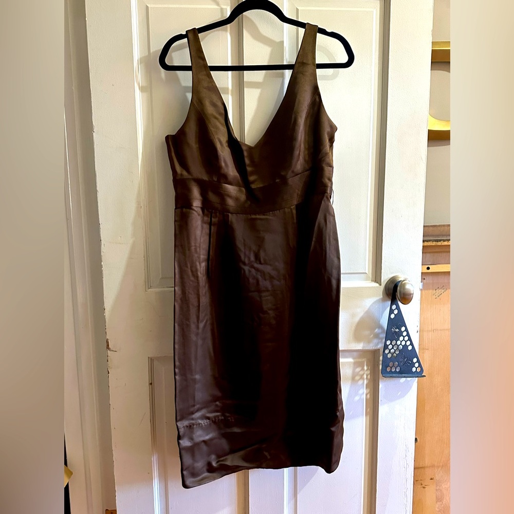 Brown satin dress NEVER WORN bought from boutique